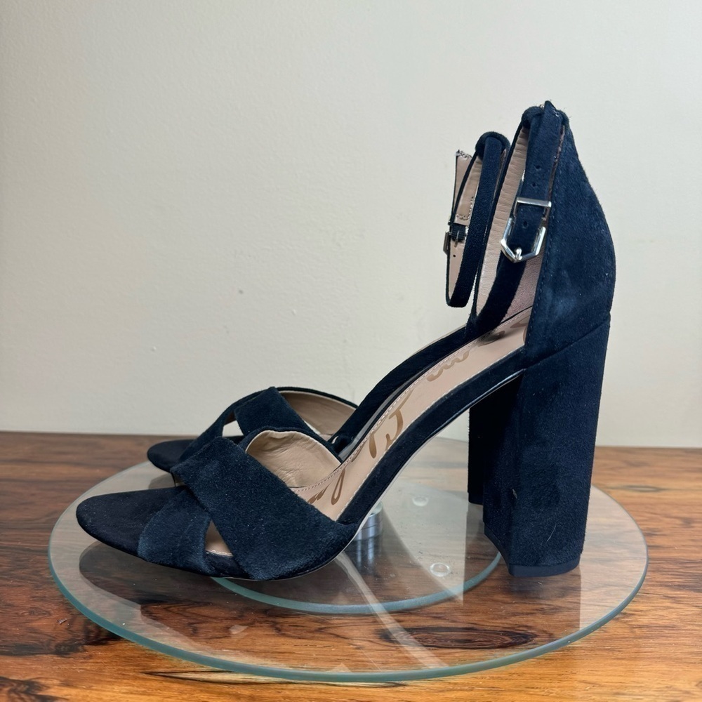 NEW Sam Edelman Block Heel Sandals in black suede